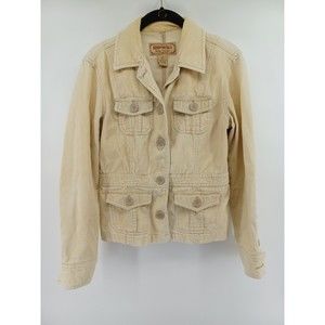 Aeropostale Jacket Women's Small Tan Corduroy Cargo Jacket Long Sleeve Pockets